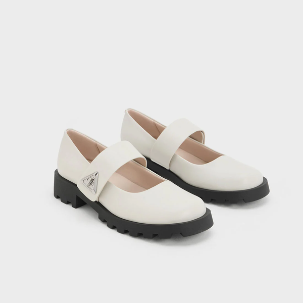CHARLES & KEITH (LN) "Trice Metallic Accent Mary Janes"! 37
