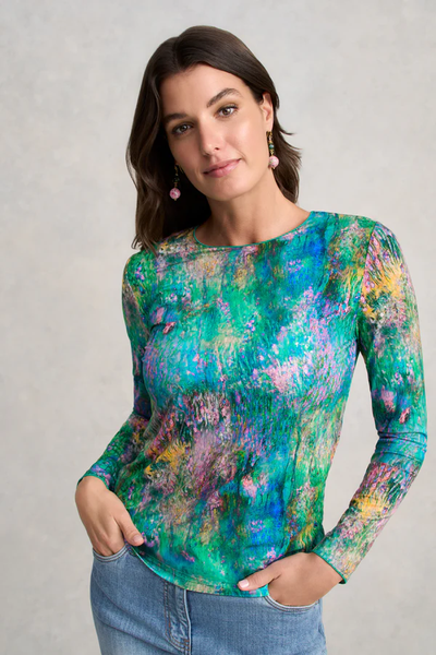 BLUE ILLUSION (LN) "Abstract monet" L/S crew neck top! 12