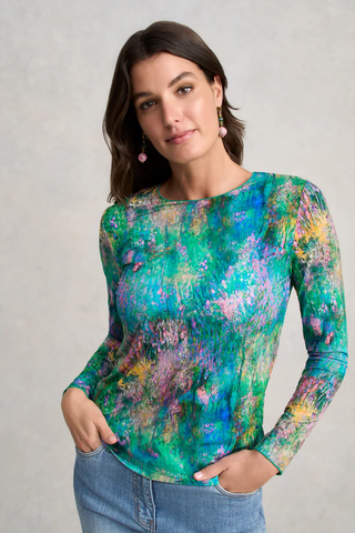 BLUE ILLUSION (LN) "Abstract monet" L/S crew neck top! 12