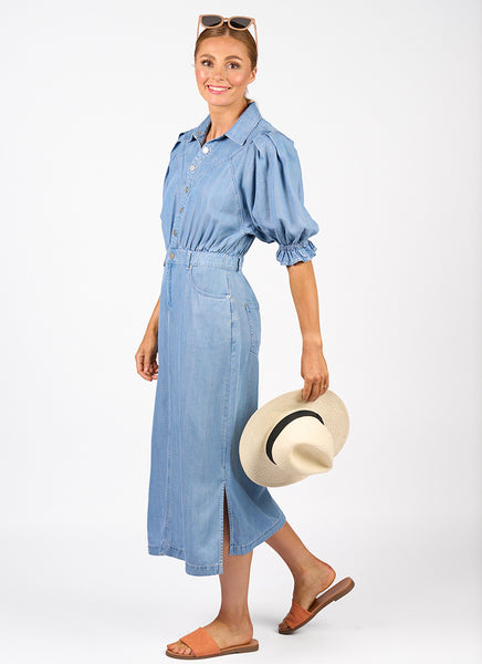 KNEWE LABEL - Chambray Dual midi shirt dress! 12