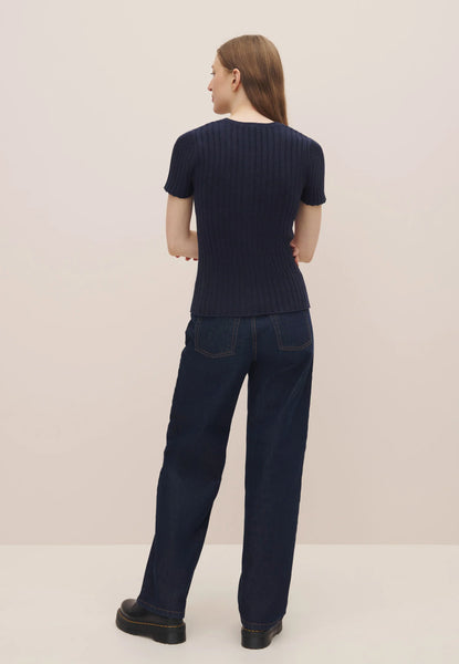 KOWTOW - Rib knit Henley top - Navy marle! 14-16