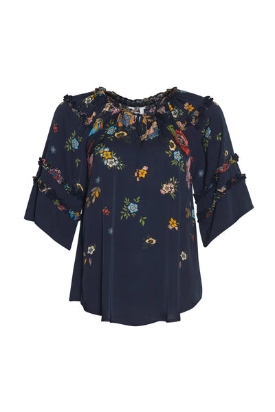 LOOBIE'S STORY - Gala satin blouse - Indigo floral! 16