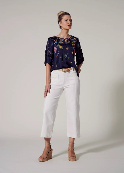 LOOBIE'S STORY - Gala satin blouse - Indigo floral! 16
