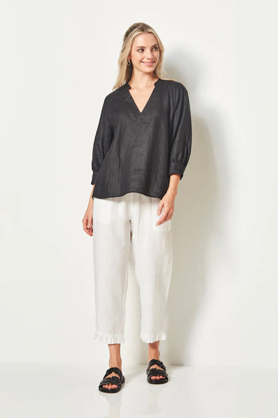 VERGE (LN) Capri linen 7/8th pant - White! 14