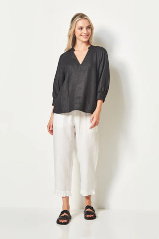 VERGE (LN) Capri linen 7/8th pant - White! 14