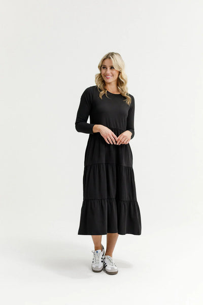 HOMELEE (LN) Kendal L/S tiered midi dress! 10