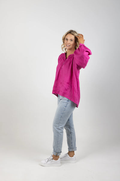 EB & IVE (BN) "Nashville" linen magenta blouse! 18