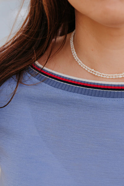 LOVE & GLORY - Alma merino top - Cornflower! 8-10