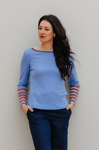 LOVE & GLORY - Alma merino top - Cornflower! 8-10