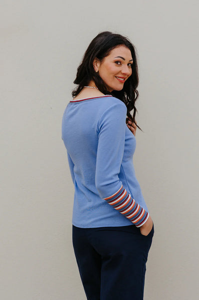 LOVE & GLORY - Alma merino top - Cornflower! 8-10