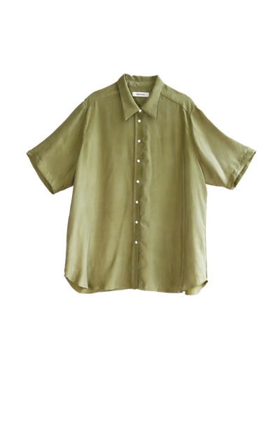 OVNA OVICH (NZ) Cupro blend Painters shirt - Grass ! 8-16