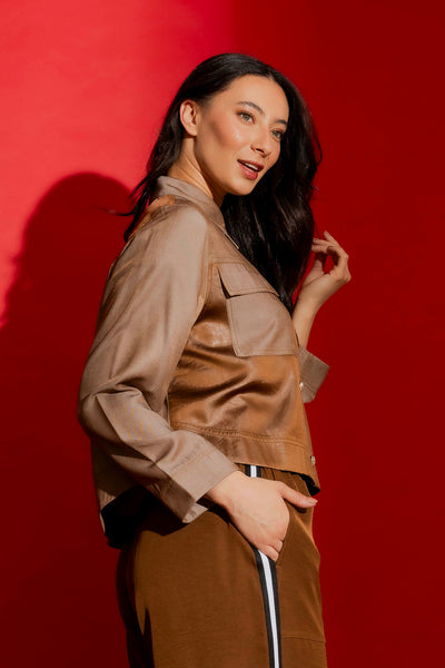 MOTTO (LN) Chocolate patchwork shirt/jacket! 10-12