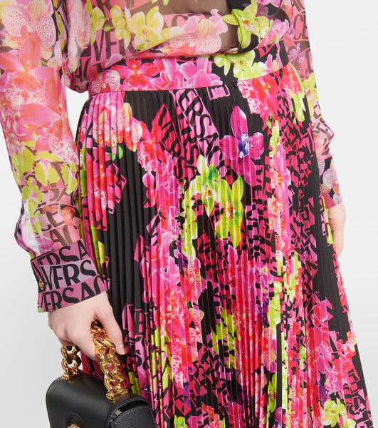 VERSACE (LN) ITA -  Logo orchid pleated midi skirt! 10