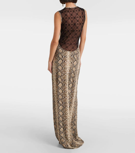 MARINE SERRE - All over moon snake print maxi dress! 8-10