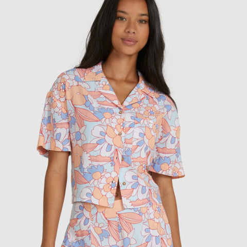 ROXY - Floral crop shelly beach shirt! 8-10