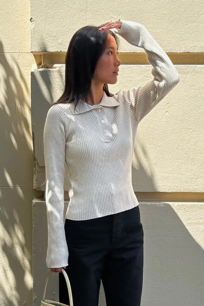 KOWTOW (LN) Rib knit Ridge polo top! 12