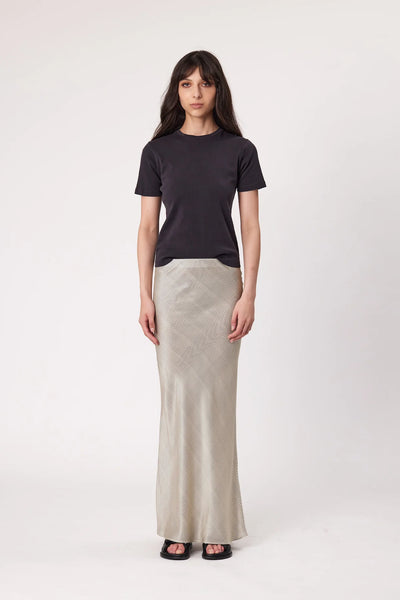 REMAIN (LN) Ainslee silk blend bias maxi skirt - Ivory stripe! 14
