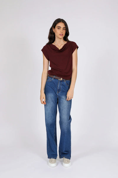 MARLOW (LN) Soft tencel/wool roam tee - Oxblood! 10-12