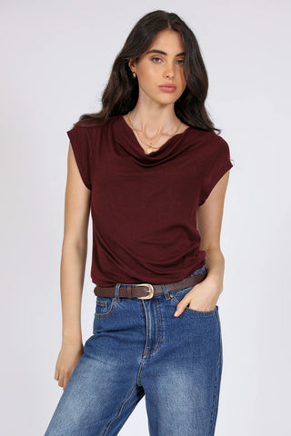 MARLOW (LN) Soft tencel/wool roam tee - Oxblood! 10-12