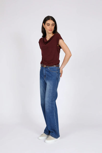 MARLOW (LN) Soft tencel/wool roam tee - Oxblood! 10-12