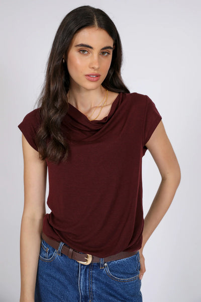 MARLOW (LN) Soft tencel/wool roam tee - Oxblood! 10-12