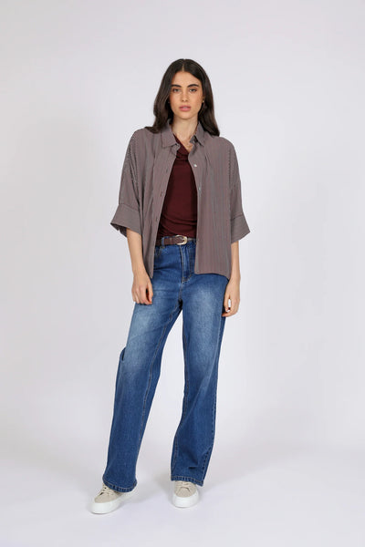 MARLOW (LN) Soft tencel/wool roam tee - Oxblood! 10-12