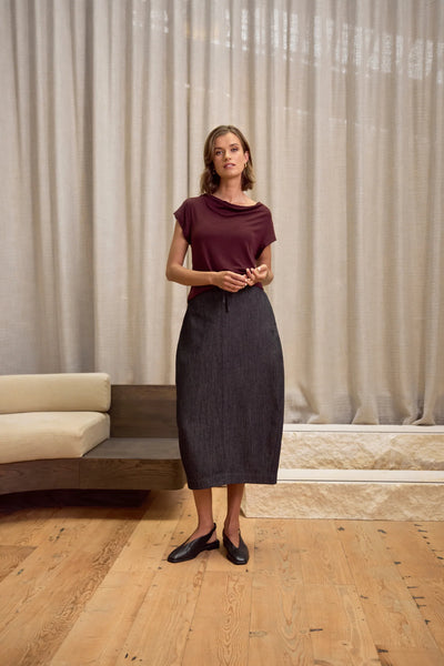 MARLOW (LN) Soft tencel/wool roam tee - Oxblood! 10-12