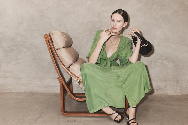 SANCIA (LN) The Cerie cupro maxi dress - Bottle green! 12