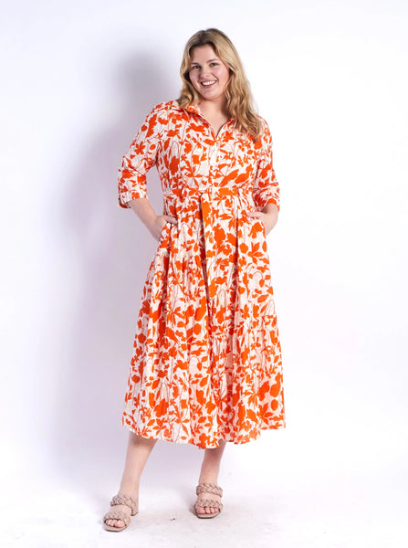 LEONI (LN) "Zoe" shirt dress - Orange floral! 14