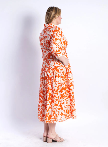 LEONI (LN) "Zoe" shirt dress - Orange floral! 14