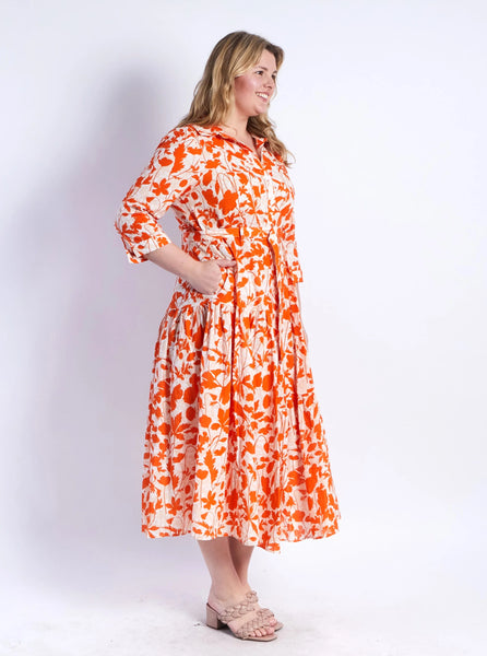 LEONI (LN) "Zoe" shirt dress - Orange floral! 14