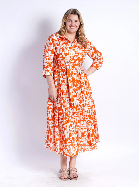 LEONI (LN) "Zoe" shirt dress - Orange floral! 14