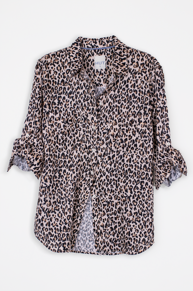 HUT (LN) Leopard organic linen boyfriend shirt! 14