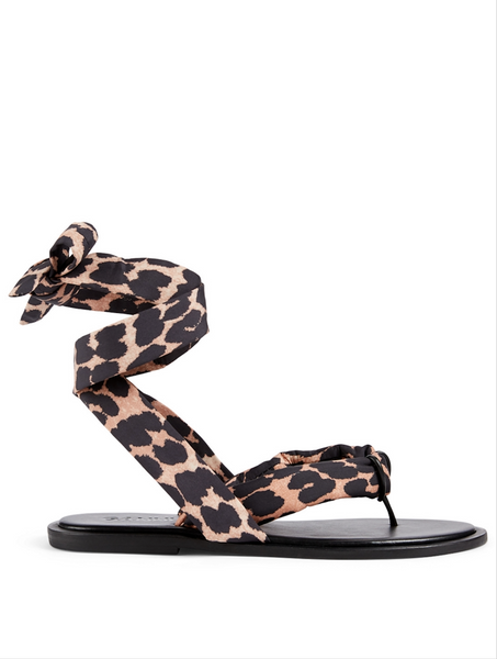 GANNI (LN) Recycled tech fabric tie up sandals - Leopard! 40