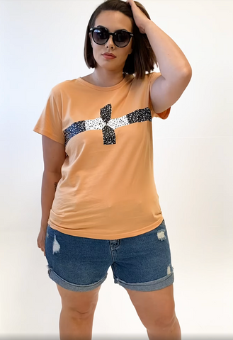 STELLA + GEMMA - Orange cross tee! 10-12