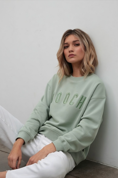 MOOCHI "Puff set" cotton sweater - Sage green! 8-10