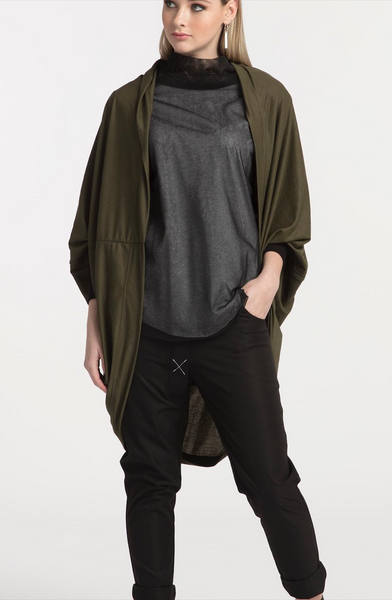 X.LAB (NZ) Blank canvas cocoon cardi - Olive! 10-14