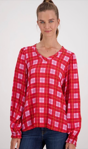 BRIARWOOD - Plaid Addison blouse - Red/lilac! 14