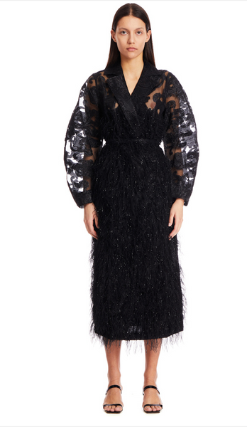 GANNI - Brocade coat/dress with feathers! 8-10