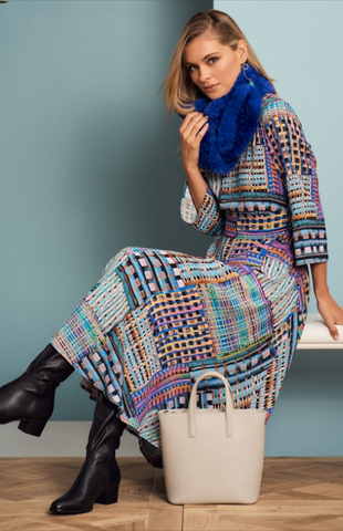 BLUE ILLUSION - Amelie check A-line midi dress! 16