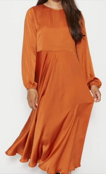STELLA + GEMMA (BN) Burnt orange satin dress! 8