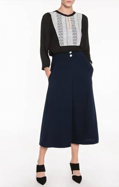 VERONIKA MAINE - Double weave button culottes - Navy! 14