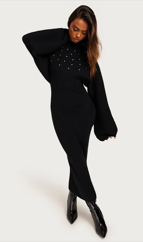 CRĀS (LN) "Clairecras" embellished knit midi dress! 8