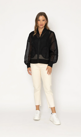 TWO BY TWO (LN) Cerise mesh bomber jacket! 10-12