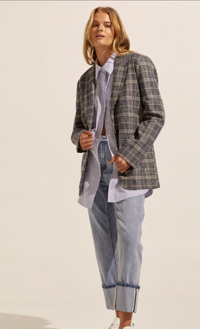 ZOE KRATZMANN - Index jacket - Navy/tan plaid! 12