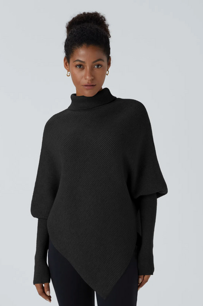 HALARA - Asymmetric hem roll neck rib knit sweater! 16