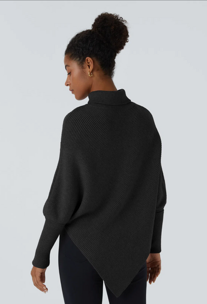 HALARA - Asymmetric hem roll neck rib knit sweater! 16