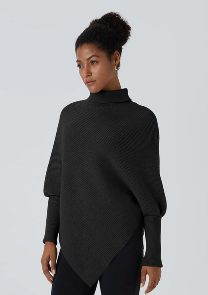 HALARA - Asymmetric hem roll neck rib knit sweater! 16