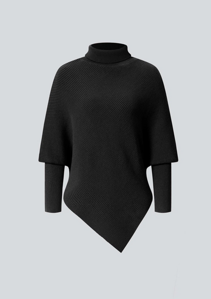 HALARA - Asymmetric hem roll neck rib knit sweater! 16