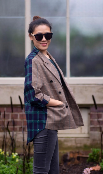 BLACKLIST - Wool blend tweed + check jacket! 14-16